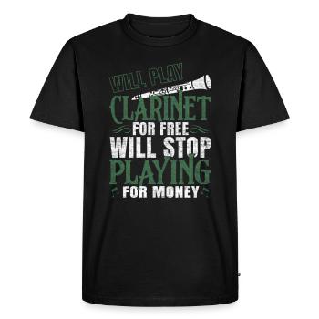 clarinet - Men's Premium Organic T-Shirt - black - Front - Nico (187cm)