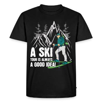 Ski Tour de randonnée touré Spruch Hiver Skitour - T-shirt Premium bio Homme - noir - Devant - Nico (187cm)