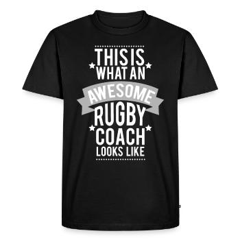 Cool Awesome Coach Rugby Supporter ou Rugby - T-shirt Premium bio Homme - noir - Devant - Nico (187cm)