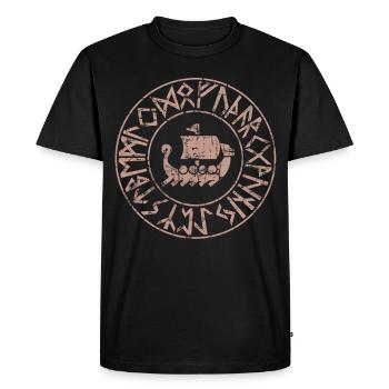 Spirit Ship Vikings Runes Futhark Mythologie - T-shirt Premium bio Homme - noir - Devant - Nico (187cm)