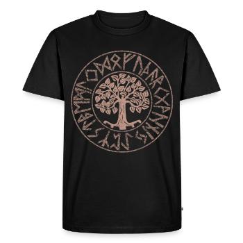 Yggdrasil Tree of Life Futhark Runes Vikings - Men's Premium Organic T-Shirt - black - Front - Nico (187cm)