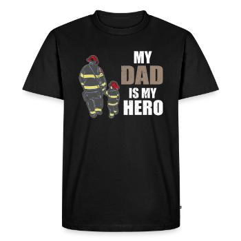 MY DAD IS MY HERO FIREMAN PAPA HERO - Men's Premium Organic T-Shirt - black - Front - Nico (187cm)