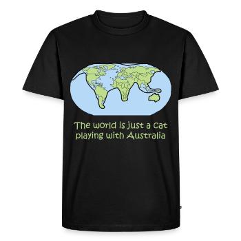chat cadeau carte globe globe cadeau - T-shirt Premium bio Homme - noir - Devant - Nico (187cm)