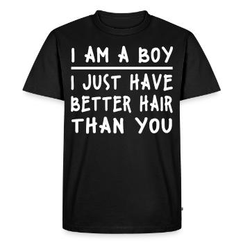 Dans le garçon, je viens d'avoir de meilleurs cheveux que ma chemise - T-shirt Premium bio Homme - noir - Devant - Nico (187cm)
