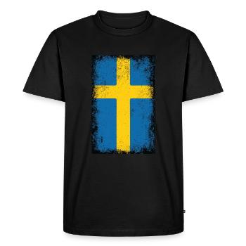 Suède Drapeau suédois Vintage Drapeau suédois - T-shirt Premium bio Homme - noir - Devant - Nico (187cm)