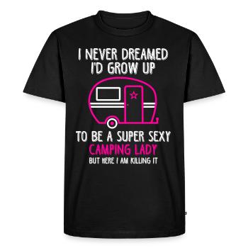 Je n'ai jamais rêvé de grandir Camping Super Sexy Tee Lady - T-shirt Premium bio Homme - noir - Devant - Nico (187cm)