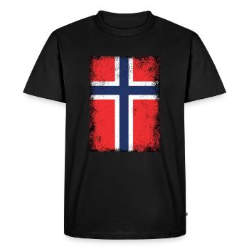 Drapeau Norvège Drapeau Norvégien Vintage Norway - T-shirt Premium bio Homme - noir - Devant - Nico (187cm)