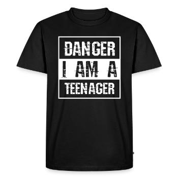 Danger je suis un adolescent anniversaire adolescent - T-shirt Premium bio Homme - noir - Devant - Nico (187cm)