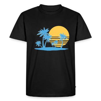 Palm Tree Island 80`s retro summer palm island - Men's Premium Organic T-Shirt - black - Front - Nico (187cm)