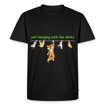 Chemise de cadeau drôle de poulet de renard - T-shirt Premium bio Homme - noir - Devant - Nico (187cm)