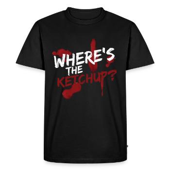 Où est la sauce tomate ketchup griller des frites - T-shirt Premium bio Homme - noir - Devant - Nico (187cm)