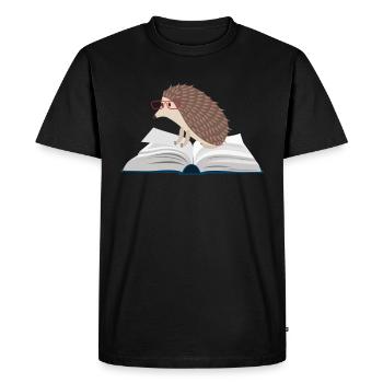 Igel Buch Süß Lesen Tierliebe Igelmama Geschenk - Men's Premium Organic T-Shirt - black - Front - Nico (187cm)