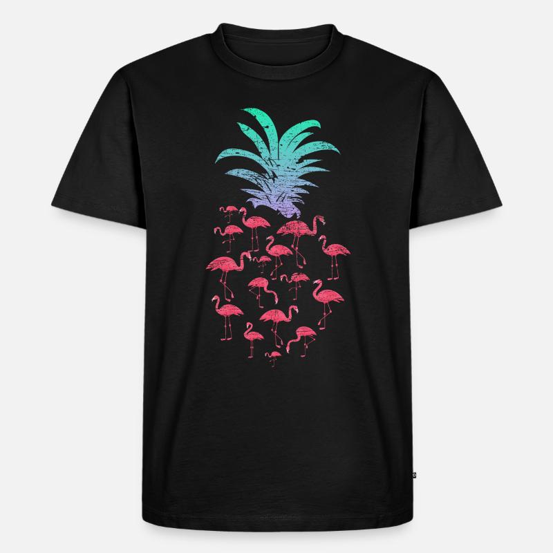 Flamingo Ananas - Männer Premium Bio T-Shirt - Schwarz