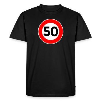 50e anniversaire 50 ans de panneau de signalisation cadeau - T-shirt Premium bio Homme - noir - Devant - Nico (187cm)