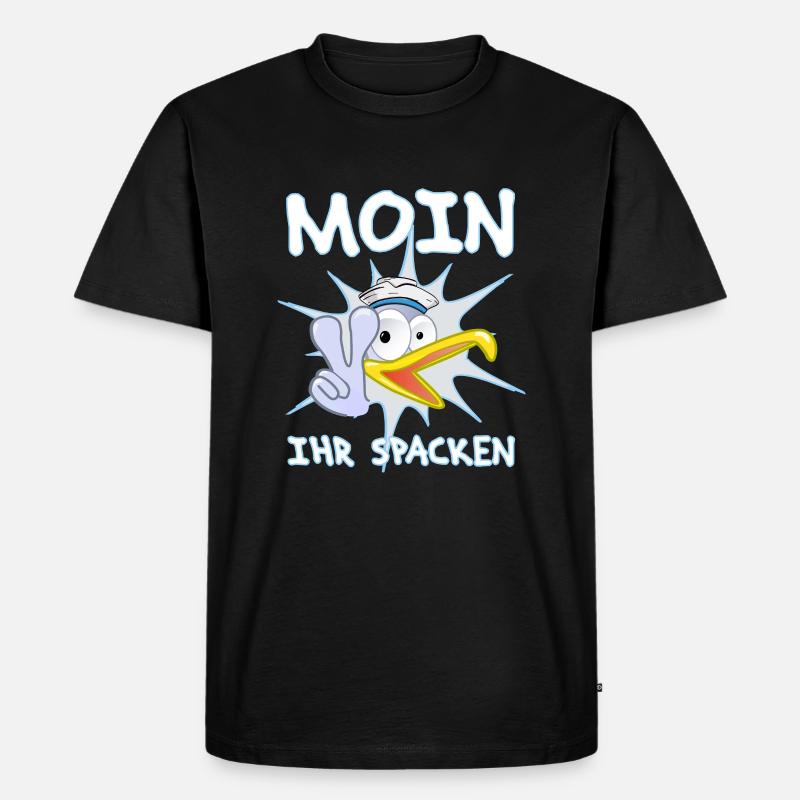 moin ihr spacken möwe geschenkidee - Männer Premium Bio T-Shirt - Schwarz
