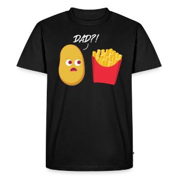 Des frites papa? Pommes de terre frites fast food - T-shirt Premium bio Homme - noir - Devant - Nico (187cm)