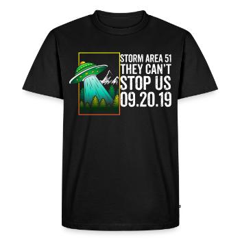 Area 51 T-shirt Alien UFO Ils ne peuvent pas nous arrêter - T-shirt Premium bio Homme - noir - Devant - Nico (187cm)