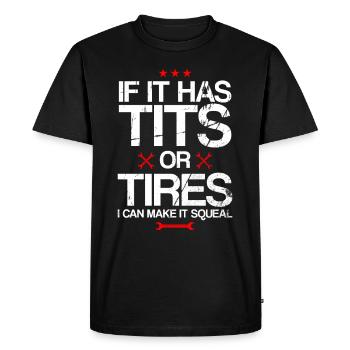 Mécanique t-shirt paroles voiture cadeau - T-shirt Premium bio Homme - noir - Devant - Nico (187cm)