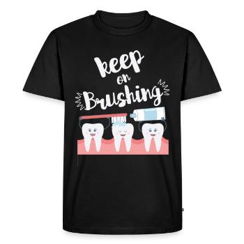 Cool Keep On Brushing Dentists gift - Men's Premium Organic T-Shirt - black - Front - Nico (187cm)