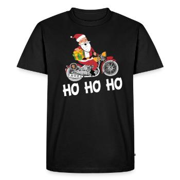 Santa Claus Biker Santa Claus Nicholas Motorcycle - Men's Premium Organic T-Shirt - black - Front - Nico (187cm)