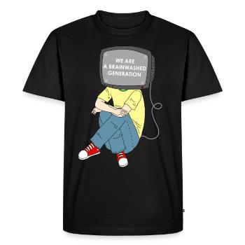 Révolution lavage de cerveau résistance à la télévision - T-shirt Premium bio Homme - noir - Devant - Nico (187cm)