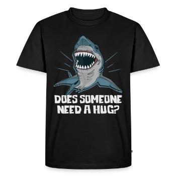 Funny Est-ce que quelqu'un a besoin d'un cadeau de fans de câlin, requin - T-shirt Premium bio Homme - noir - Devant - Nico (187cm)