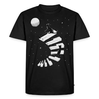Cadeau piano clavier aile gueule de bois chat - T-shirt Premium bio Homme - noir - Devant - Nico (187cm)