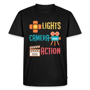Cool Lights Camera Action Film ou cadeau du réalisateur - T-shirt Premium bio Homme - noir - Devant - Nico (187cm)