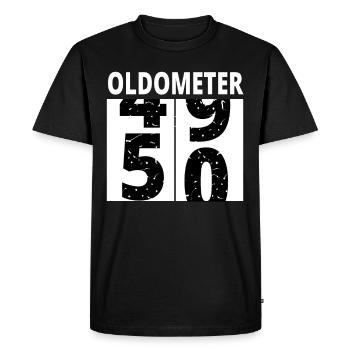 Oldometer birthday 50 funny gift - Men's Premium Organic T-Shirt - black - Front - Nico (187cm)