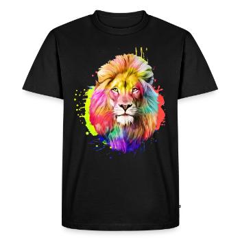 Lion roi aquarelle cadeau aquarelle - T-shirt Premium bio Homme - noir - Devant - Nico (187cm)