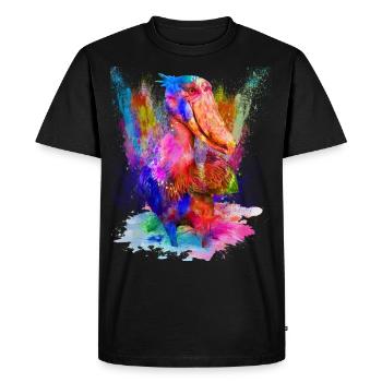 Shoebill oiseau aquarelle cadeau aquarelle - T-shirt Premium bio Homme - noir - Devant - Nico (187cm)