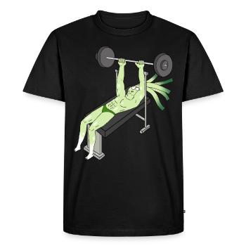 Cadeau Poireau Fitness Gym Bench Press - T-shirt Premium bio Homme - noir - Devant - Nico (187cm)
