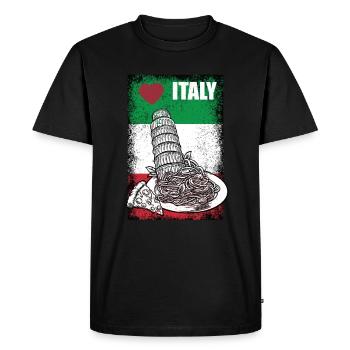 Love Italy J’aime la nourriture italienne - T-shirt Premium bio Homme - noir - Devant - Nico (187cm)