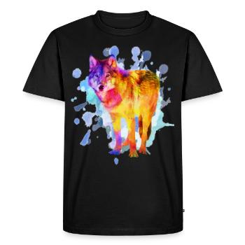 Cadeau coloré aquarelle de famille de chien de loup - T-shirt Premium bio Homme - noir - Devant - Nico (187cm)