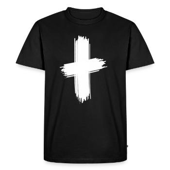 White cross gift art - Men's Premium Organic T-Shirt - black - Front - Nico (187cm)
