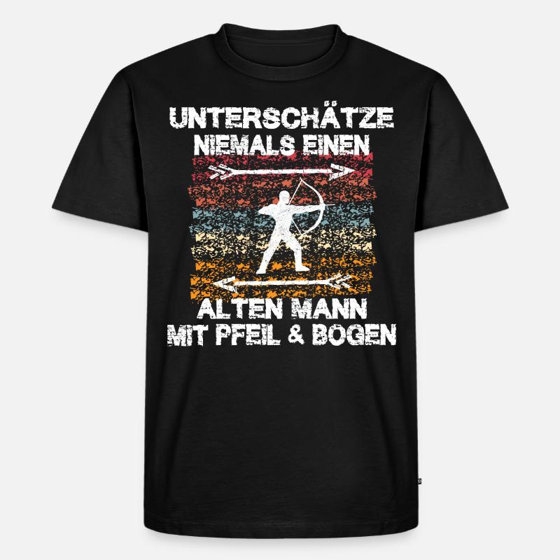 Alter Mann Bogenschütze Bogenschießen Pfeil Bogen - Männer Premium Bio T-Shirt - Schwarz