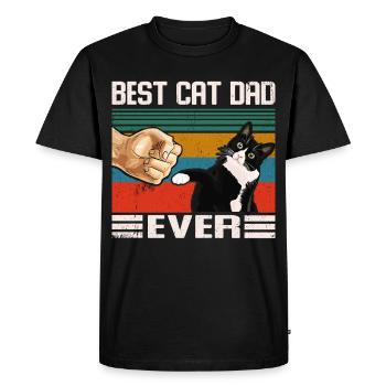 Meilleur chat papa jamais Chat noir meilleur papa chat - T-shirt Premium bio Homme - noir - Devant - Nico (187cm)