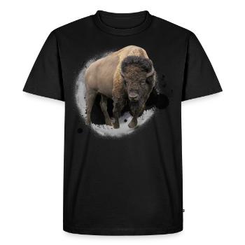 Bison buffalo bétail design illustration cadeau - T-shirt Premium bio Homme - noir - Devant - Nico (187cm)