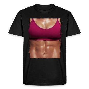 Faux muscle femme fitness femme corps - T-shirt Premium bio Homme - noir - Devant - Nico (187cm)