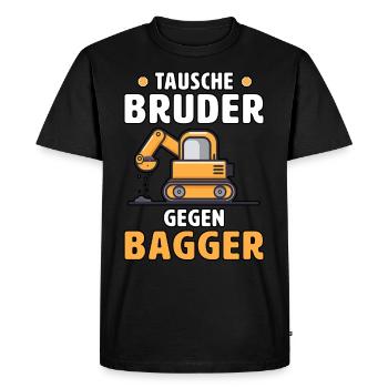 Échange frère contre pelleteuse - T-shirt Premium bio Homme - noir - Devant - Nico (187cm)