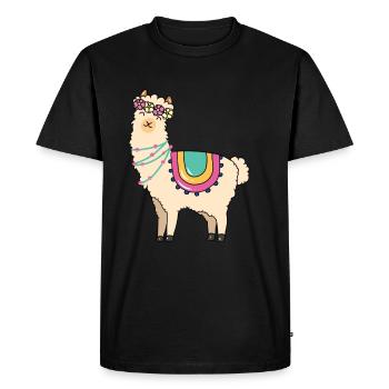 doux, mignon alpaga, amoureux d'alpaga, alpagas - T-shirt Premium bio Homme - noir - Devant - Nico (187cm)