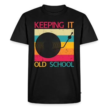 Keeping It Old School Vinyl - Men's Premium Organic T-Shirt - black - Front - Nico (187cm)