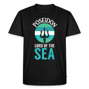 Poséidon Seigneur de la Mer - T-shirt Premium bio Homme - noir - Devant - Nico (187cm)