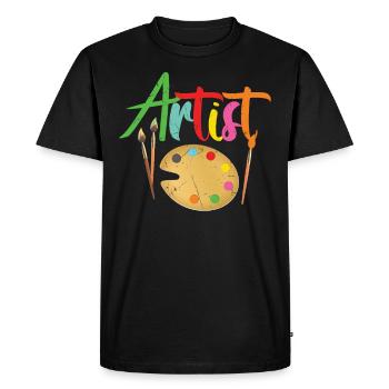 Pinceaux de palette de couleurs d'artiste colorés - T-shirt Premium bio Homme - noir - Devant - Nico (187cm)