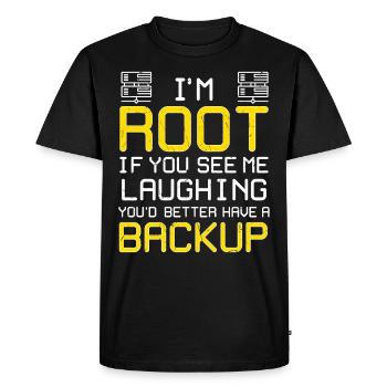 I'm Root Have A Backup - Men's Premium Organic T-Shirt - black - Front - Nico (187cm)
