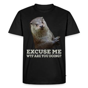 Loutre drôle disant drôle excuse-moi cadeau - T-shirt Premium bio Homme - noir - Devant - Nico (187cm)