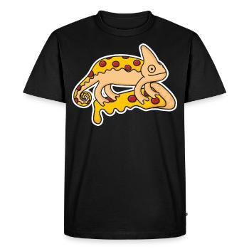 Chameleon Pizza Design - Men's Premium Organic T-Shirt - black - Front - Nico (187cm)