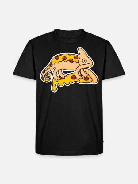 Chamäleon Pizza Design - Männer Premium Bio T-Shirt - Schwarz