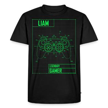 Liam Name Gift Personalized Legendary - Men's Premium Organic T-Shirt - black - Front - Nico (187cm)