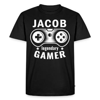 JACOB Legendary Gamer Personalized Name Gift - Men's Premium Organic T-Shirt - black - Front - Nico (187cm)